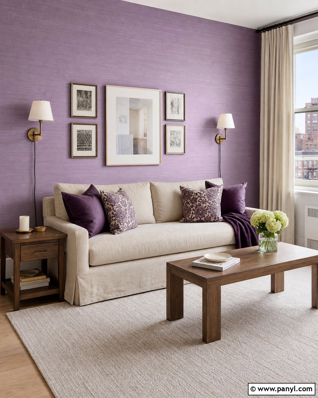 Purple Rental Friendly Wall - 25 Purple Room Wall Ideas