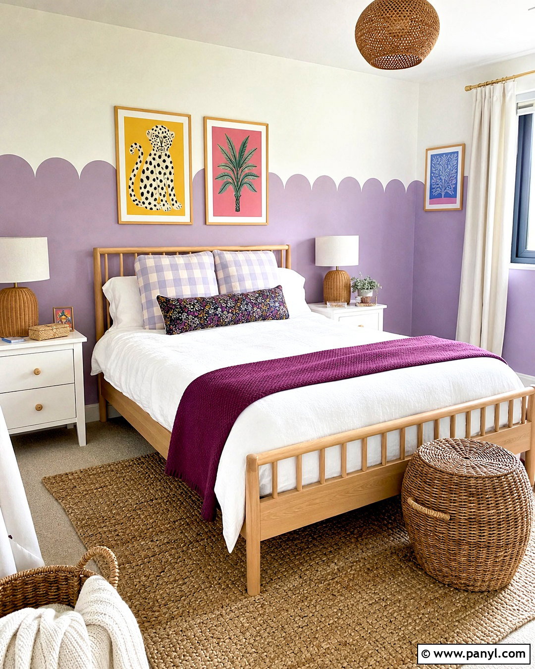Purple Scalloped Bedroom Wall - 20 purple wall painting ideas bedroom ideas