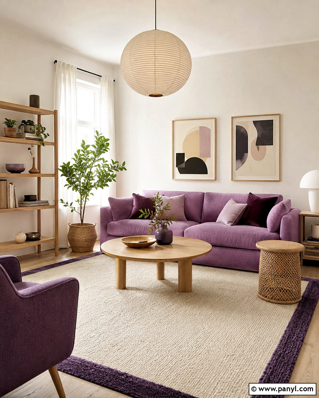 Purple Scandinavian Living Room - 20 purple interior design living room ideas