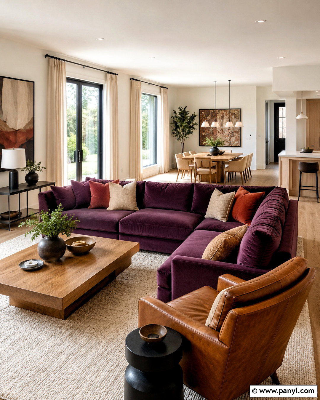 Purple Sectional In Open Living Room - 20 purple sofa living room ideas