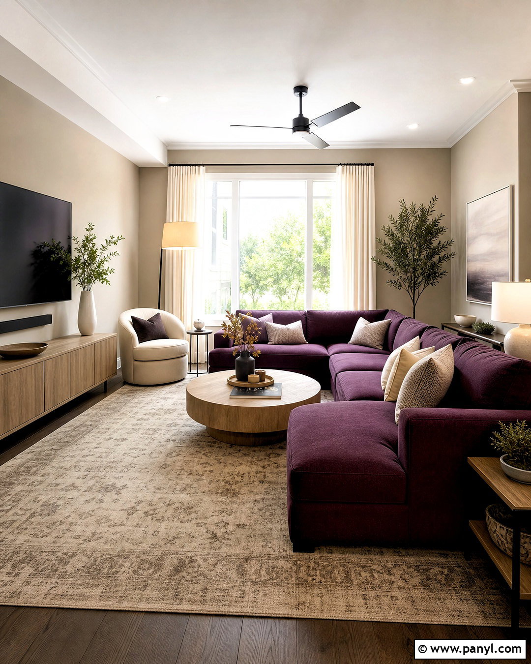 Purple Sectional Living Room - 20 purple couch living room decor ideas