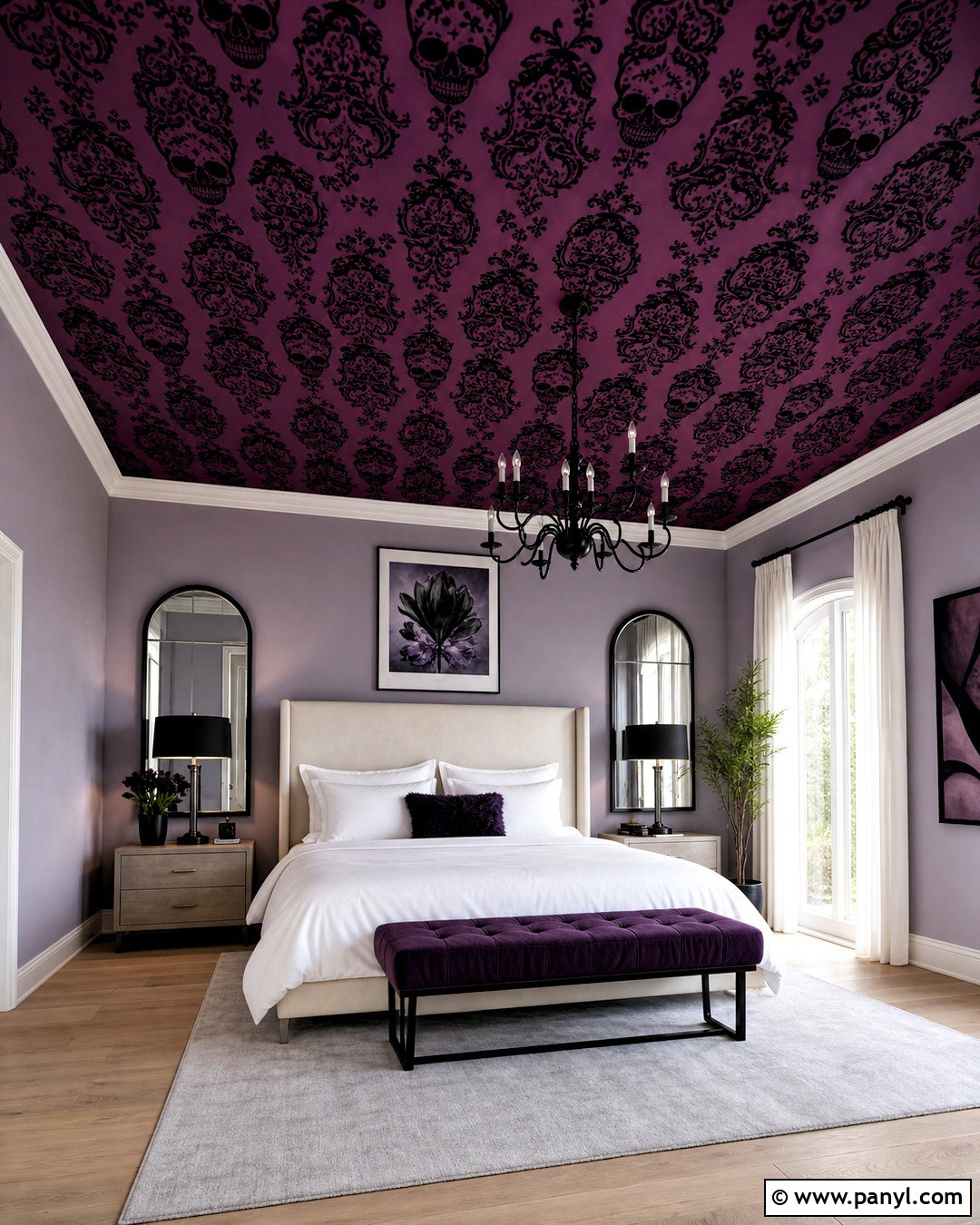 Purple Skull Damask Ceiling - 20 skull damask-purple custom wallpaper ideas