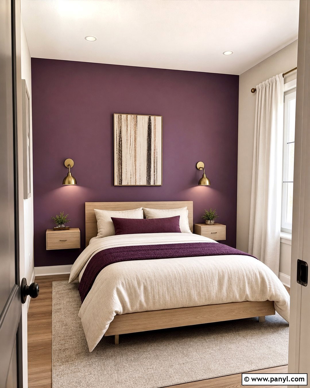 Purple Small Bedroom Wall - 45 Purple Wall Ideas
