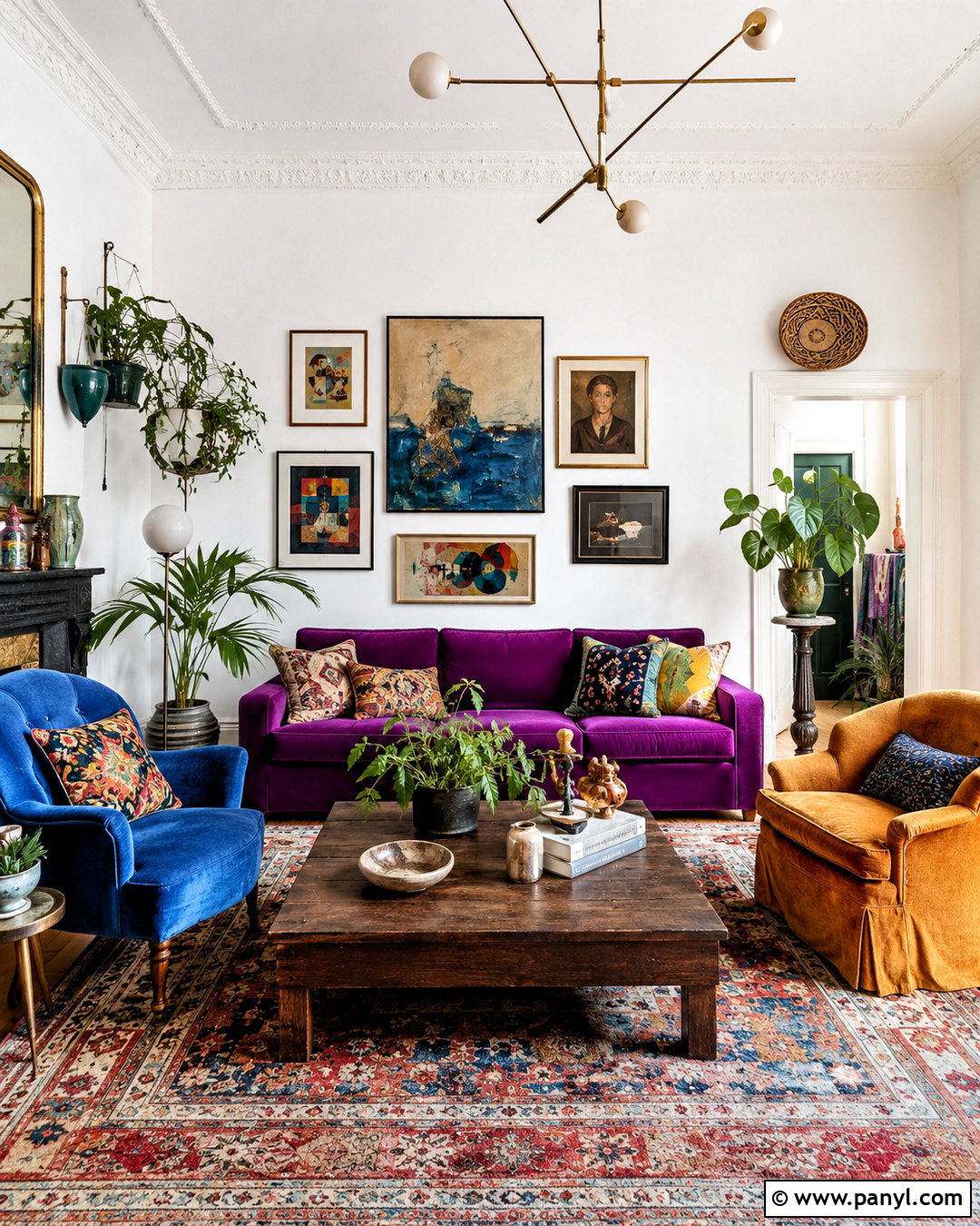 Purple Sofa Eclectic Living Room - 20 purple sofa living room ideas