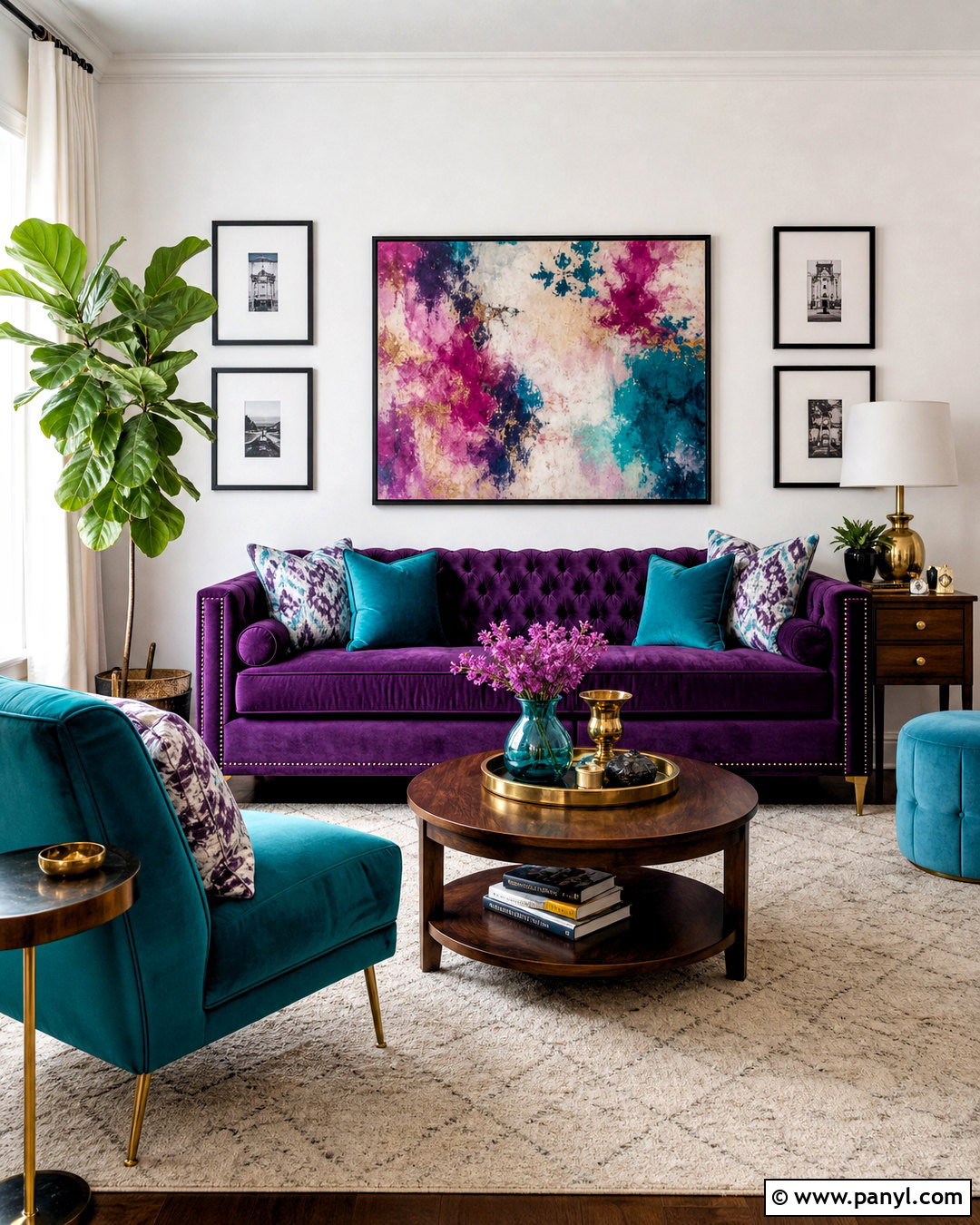Purple Sofa With Teal Accents - 20 purple sofa living room ideas