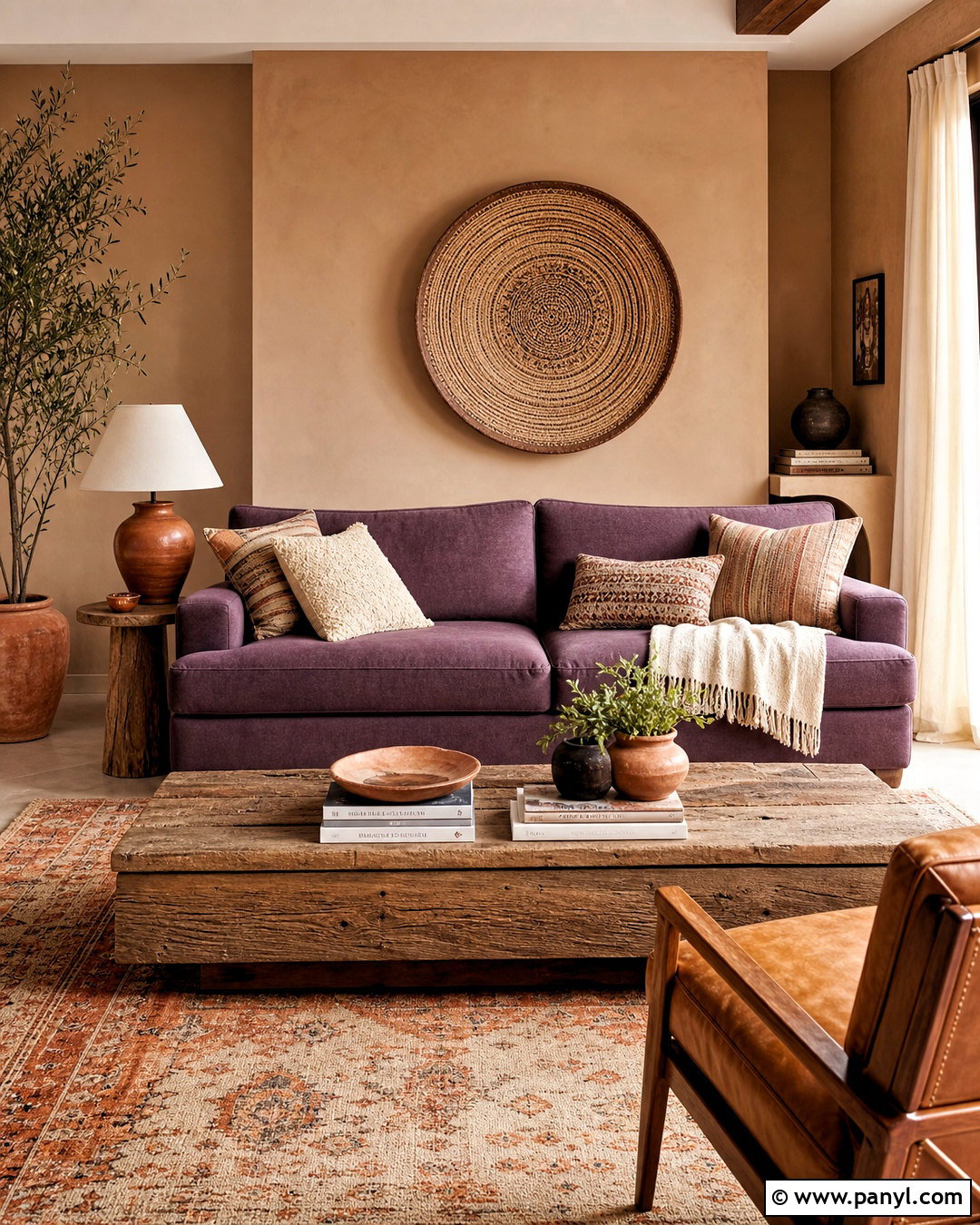 Purple Sofa With Terracotta Decor - 20 purple sofa living room ideas