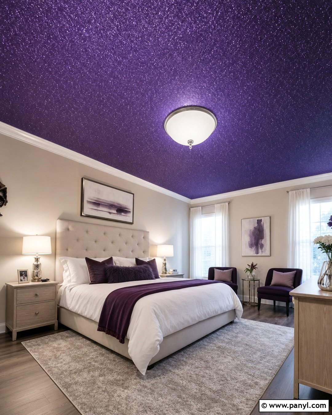 Purple Sparkle Ceiling With Light Walls - 20 Purple Sparkle Paint For Walls
