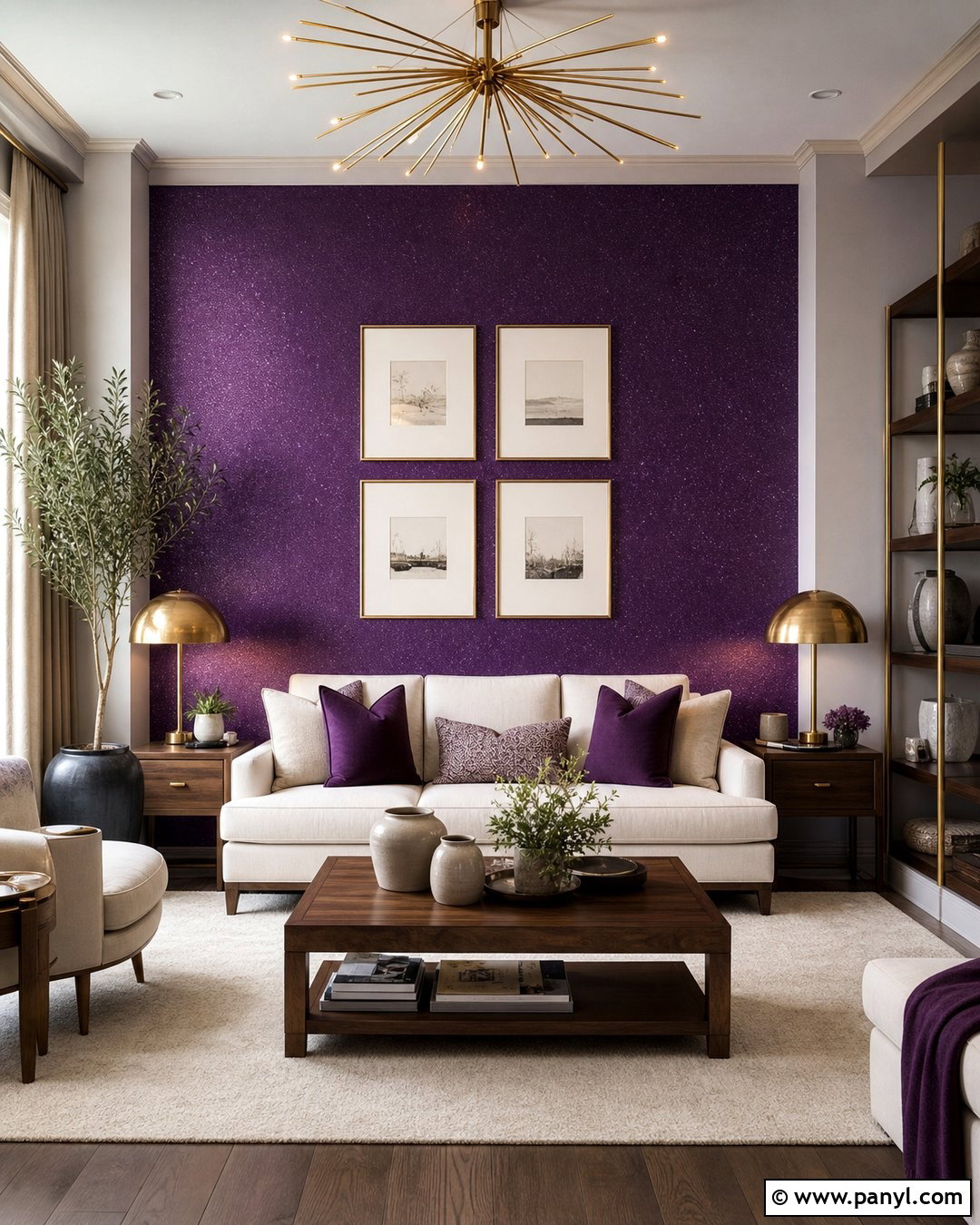Purple Sparkle Wall With Gold Accents - 20 Purple Sparkle Paint For Walls