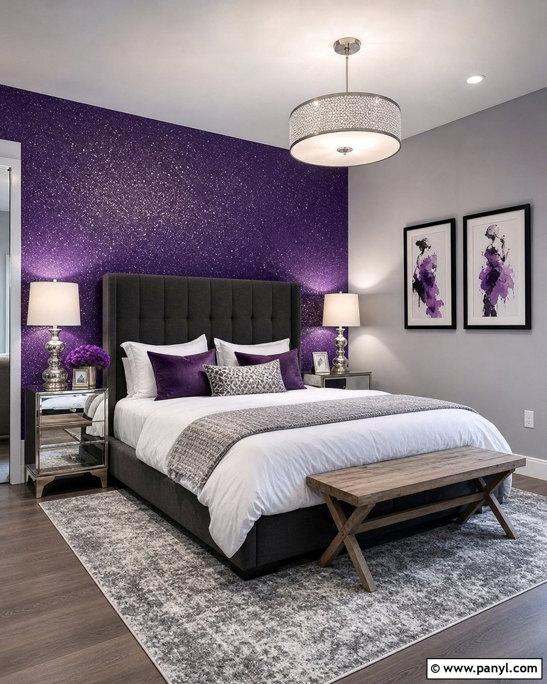 Purple Sparkle Wall With Silver Accents - 20 Purple Sparkle Paint For Walls