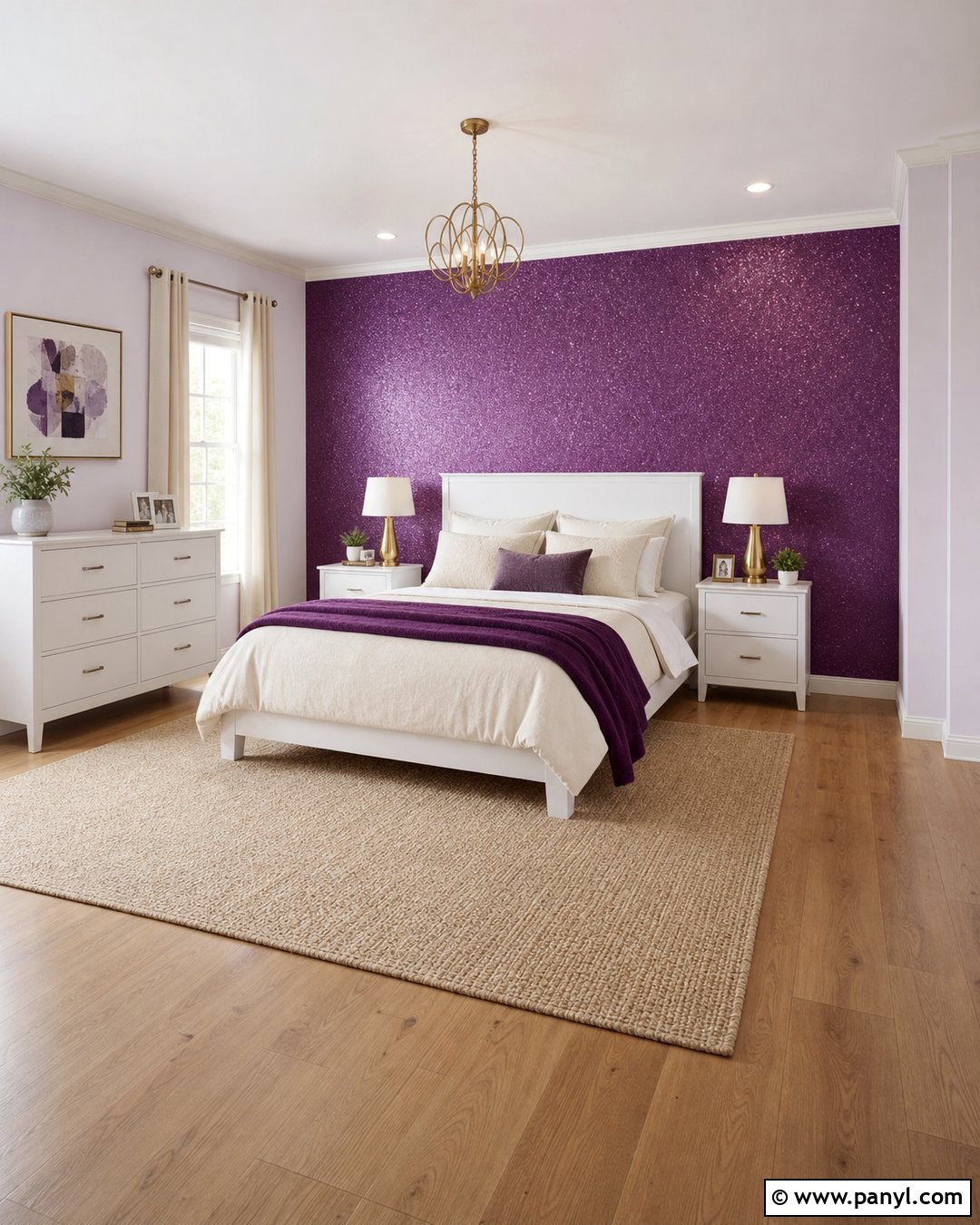 Purple Sparkle Wall With White Furniture - 20 Purple Sparkle Paint For Walls