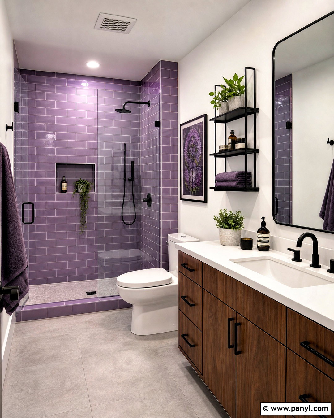 Purple Subway Tile Bathroom - 20 purple bathroom ideas