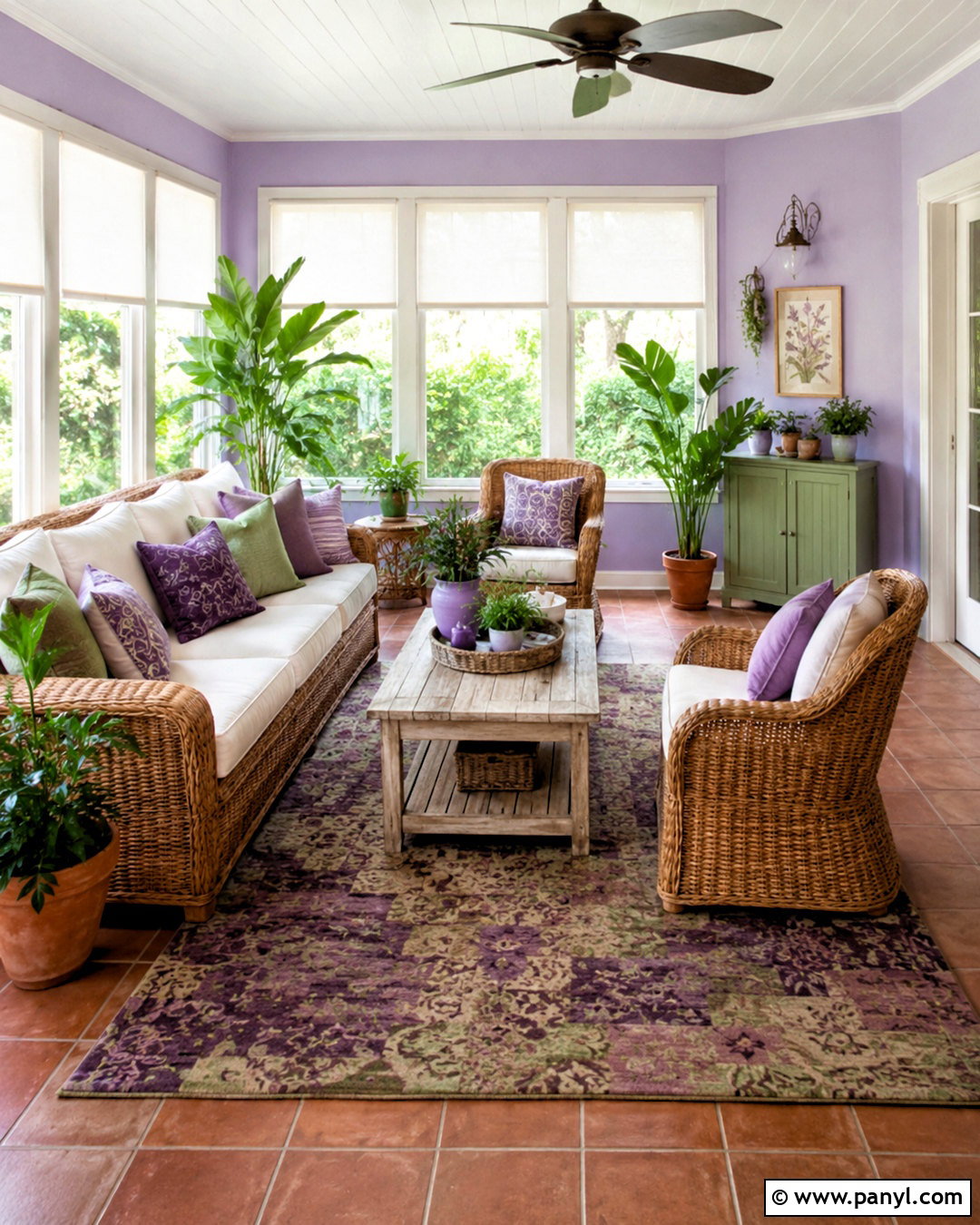 Purple Sunroom With Green Accents - 20 purple themed room ideas