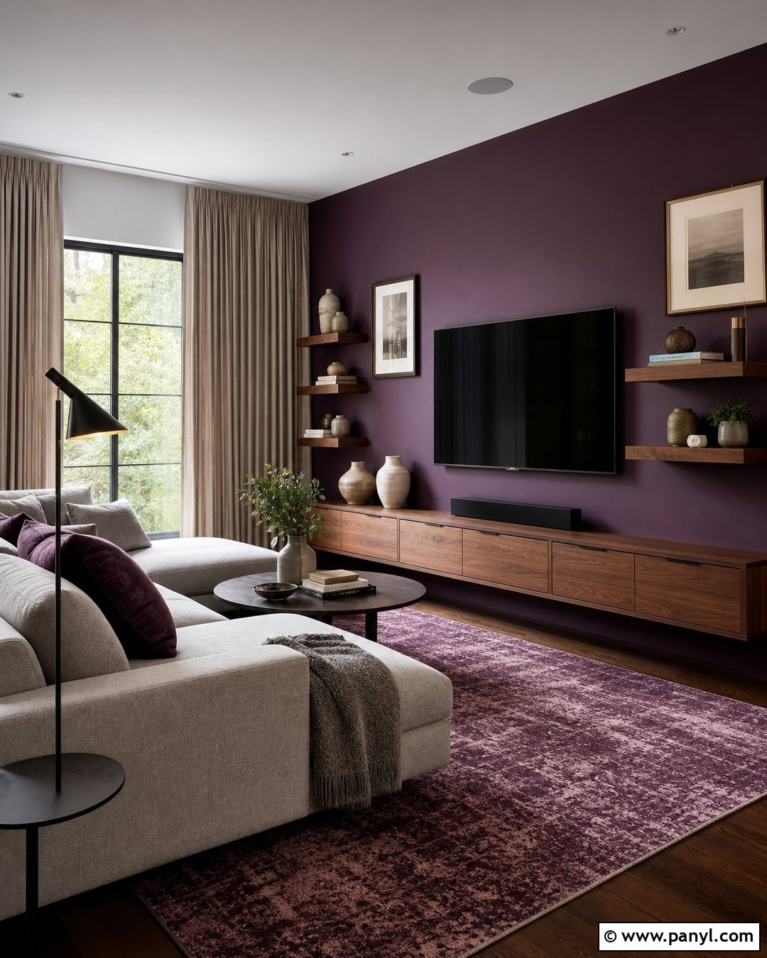 Purple TV Wall - 45 Purple Wall Ideas