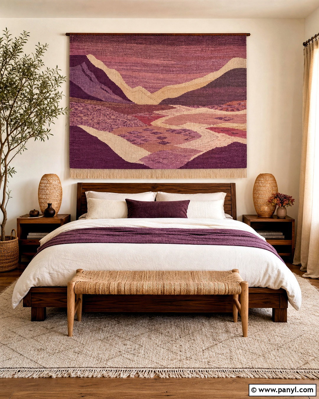 Purple Tapestry Wall - 20 purple wall decor ideas