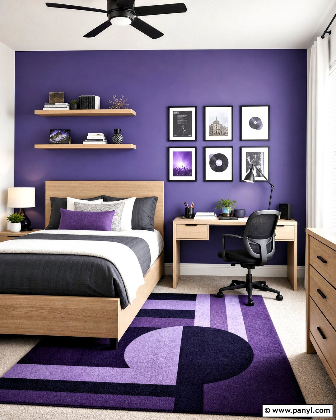 Purple Teen Bedroom Feature Wall - 20 purple feature wall ideas
