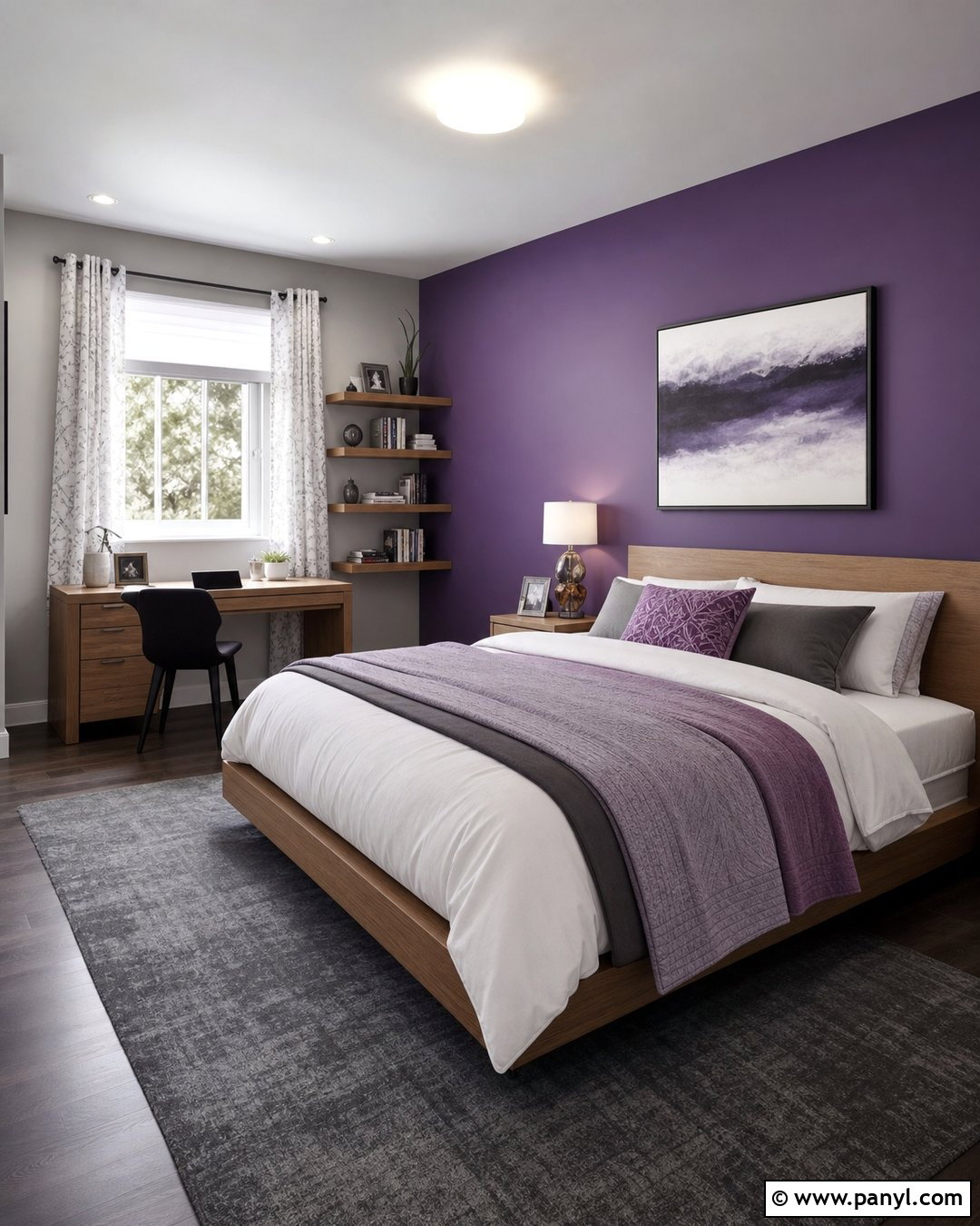 Purple Teen Bedroom Wall - 45 Purple Wall Ideas