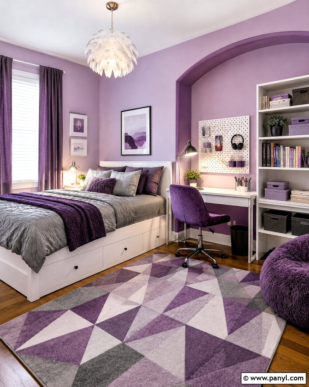 Purple Teen Bedroom With Study Area - 20 purple themed room ideas