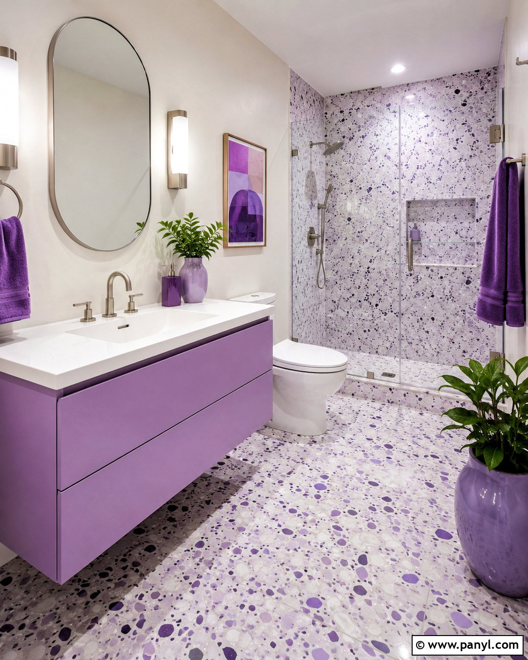 Purple Terrazzo Bathroom - 20 purple bathroom aesthetic ideas
