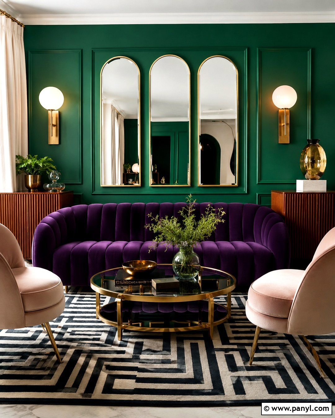 Purple Velvet Sofa With Malachite Green Walls - 20 Purple Sofa Green Walls