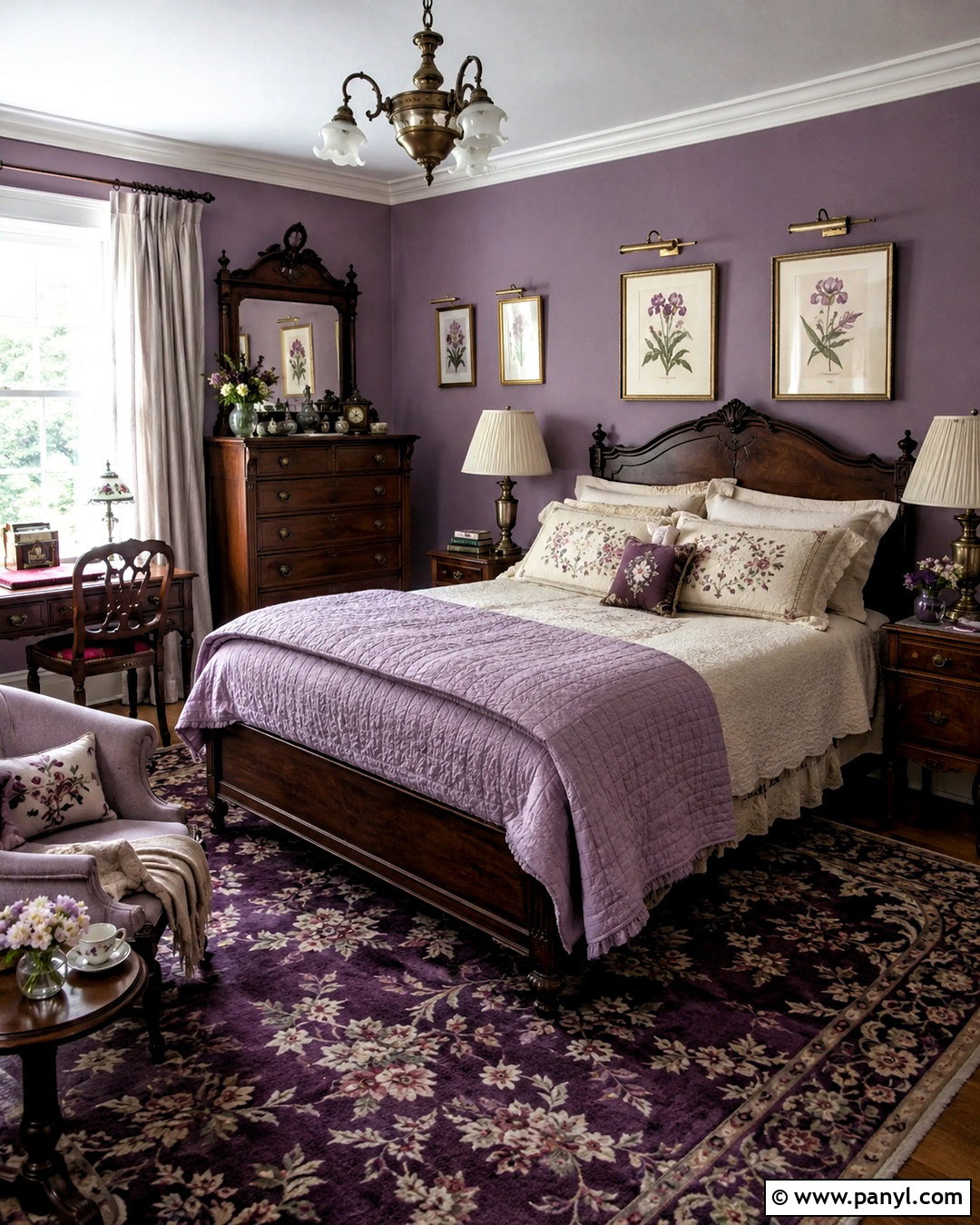 Purple Vintage Room With Antique Furniture - 20 purple themed room ideas