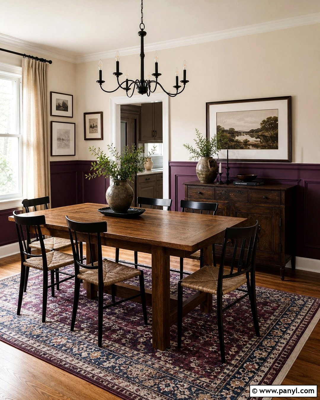 Purple Wainscoting Dining Room Walls - 35 Purple Wall Color Ideas