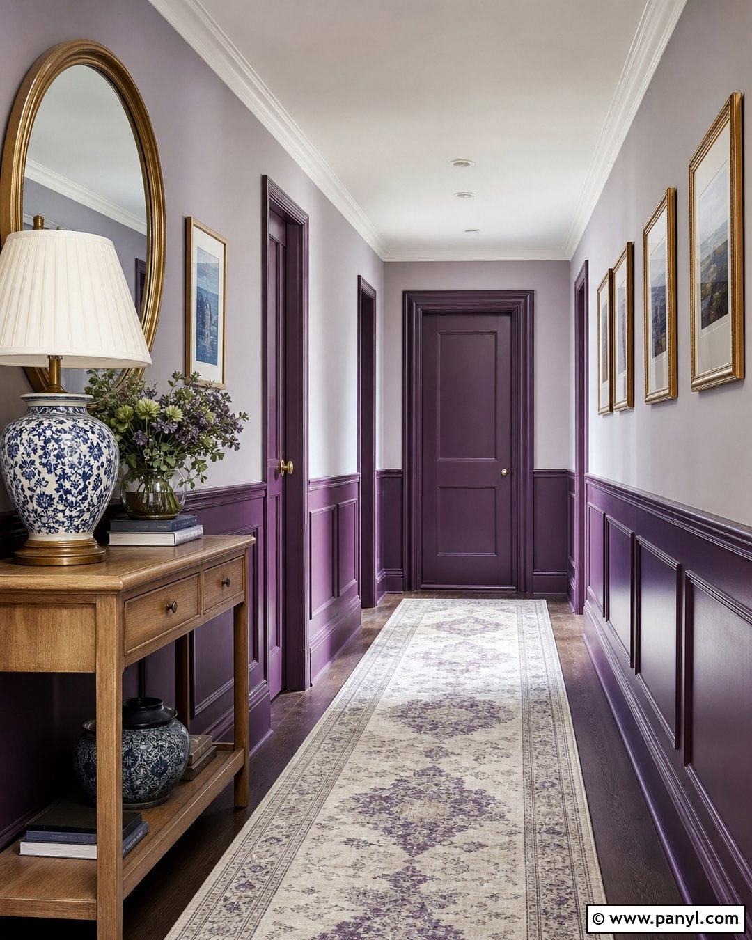 Purple Wainscoting Hallway Walls - 25 Purple Room Wall Ideas