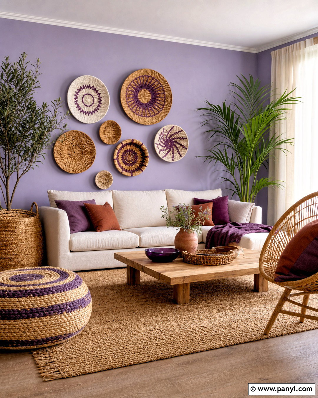 Purple Wall Baskets - 20 purple wall decor ideas