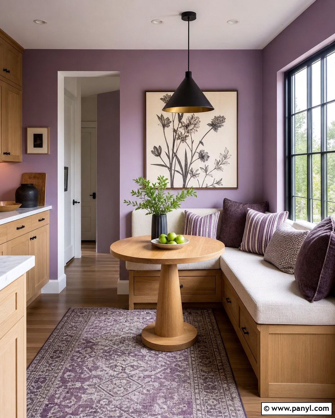 Purple Wall Breakfast Nook - 35 Purple Wall Room Ideas