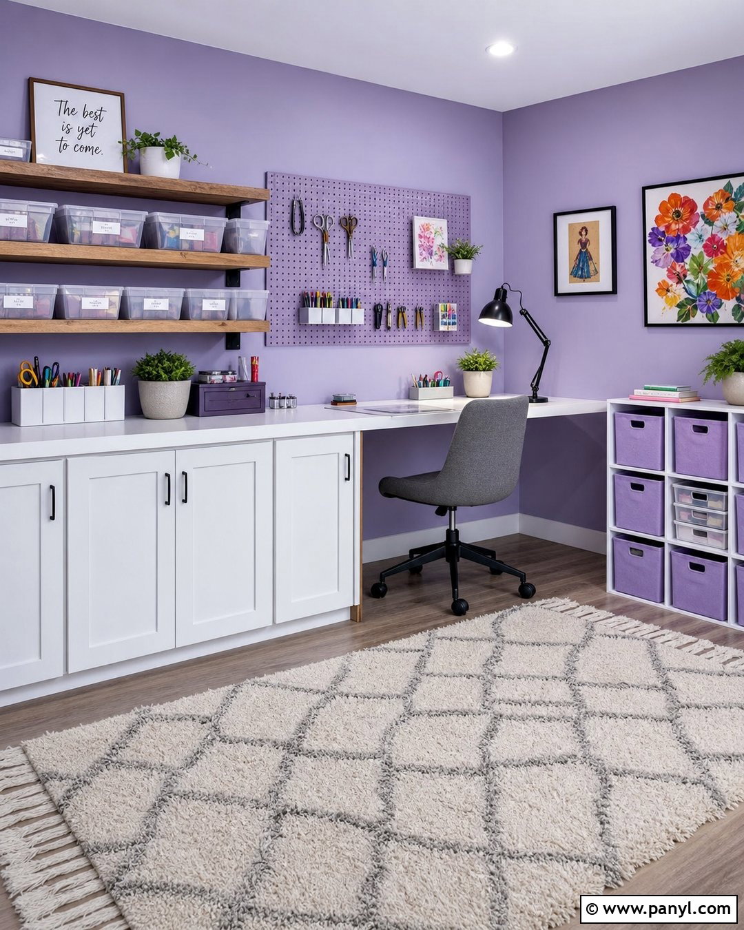 Purple Wall Craft Room - 35 Purple Wall Room Ideas