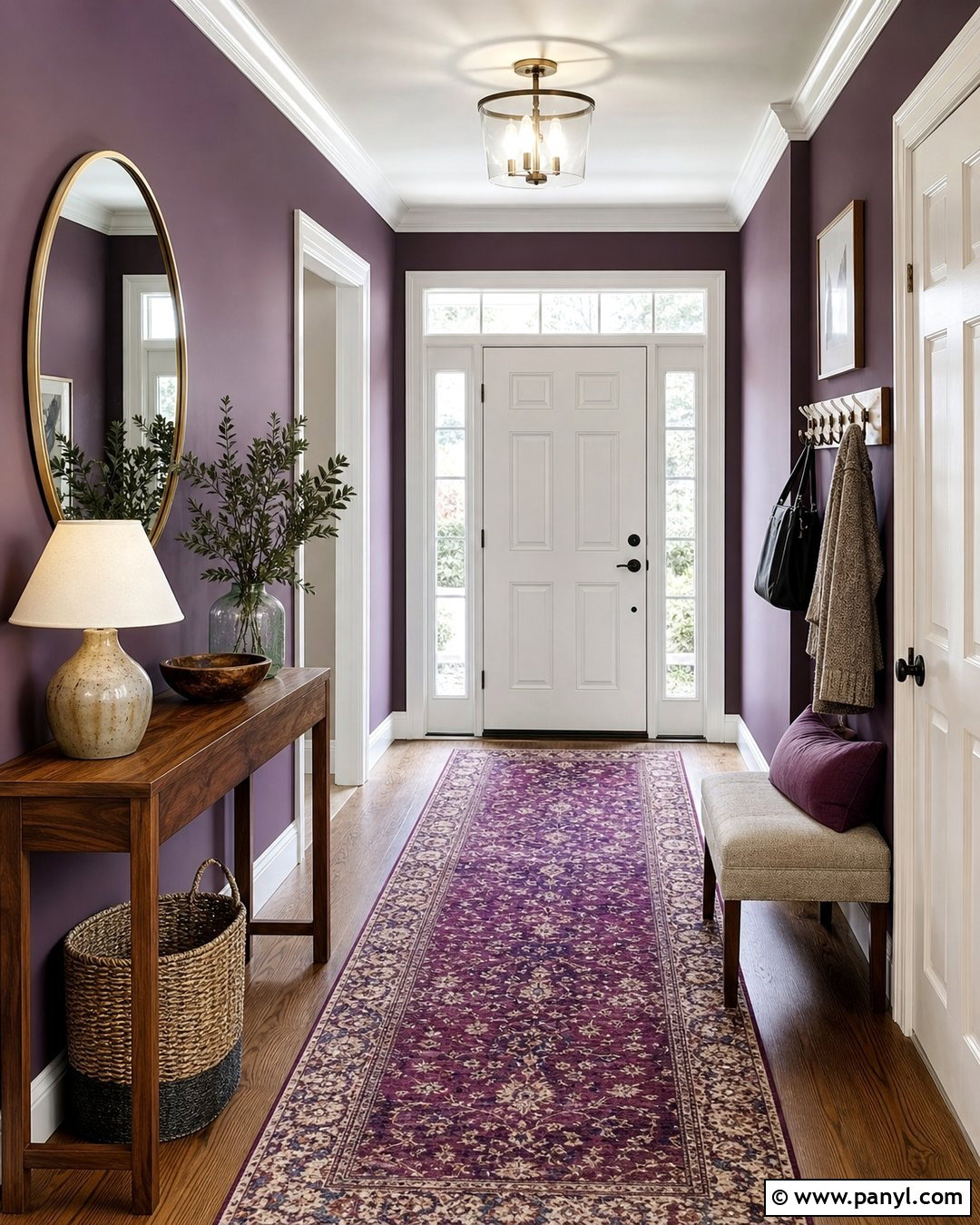 Purple Wall Entryway - 35 Purple Wall Room Ideas