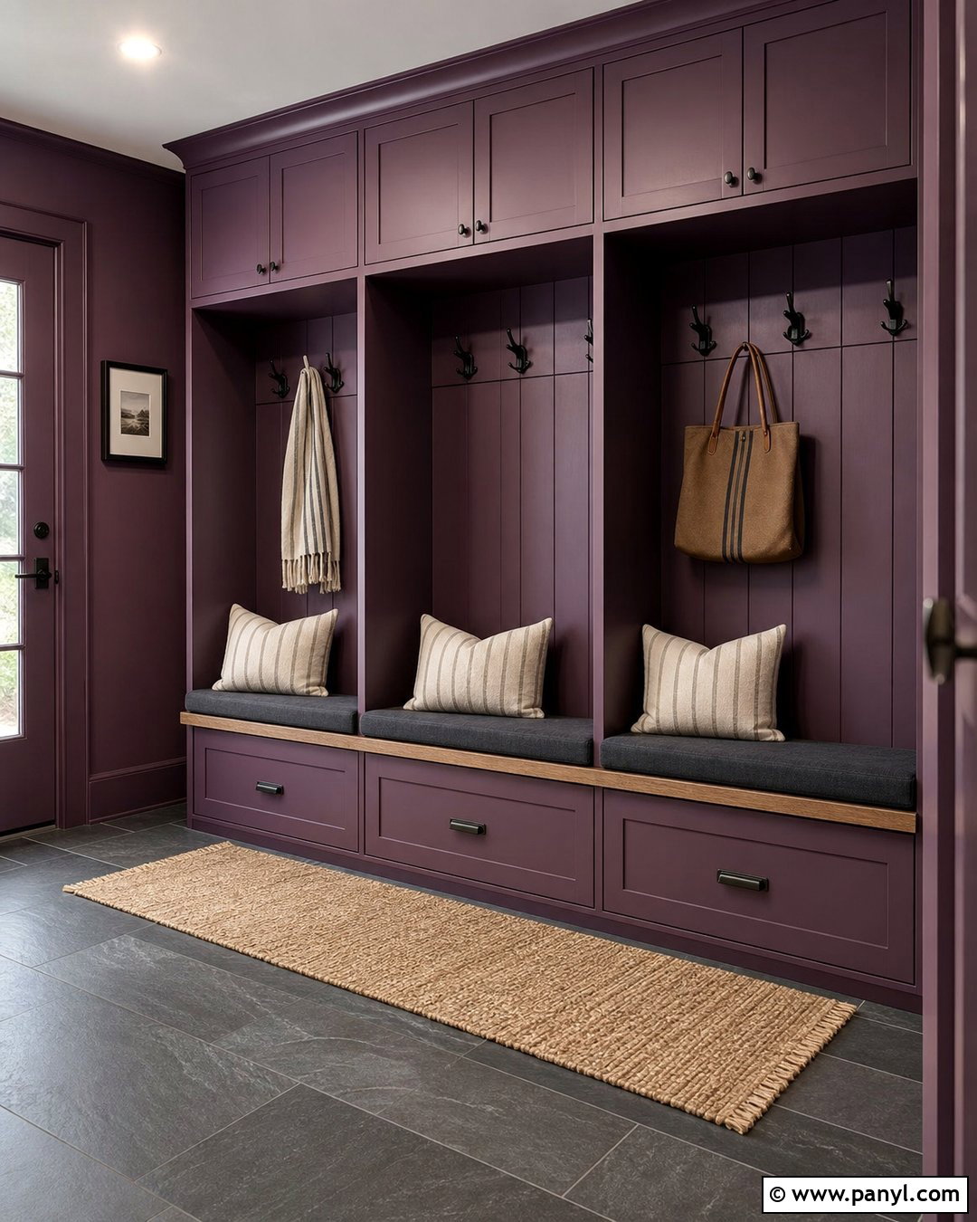 Purple Wall Mudroom - 35 Purple Wall Room Ideas