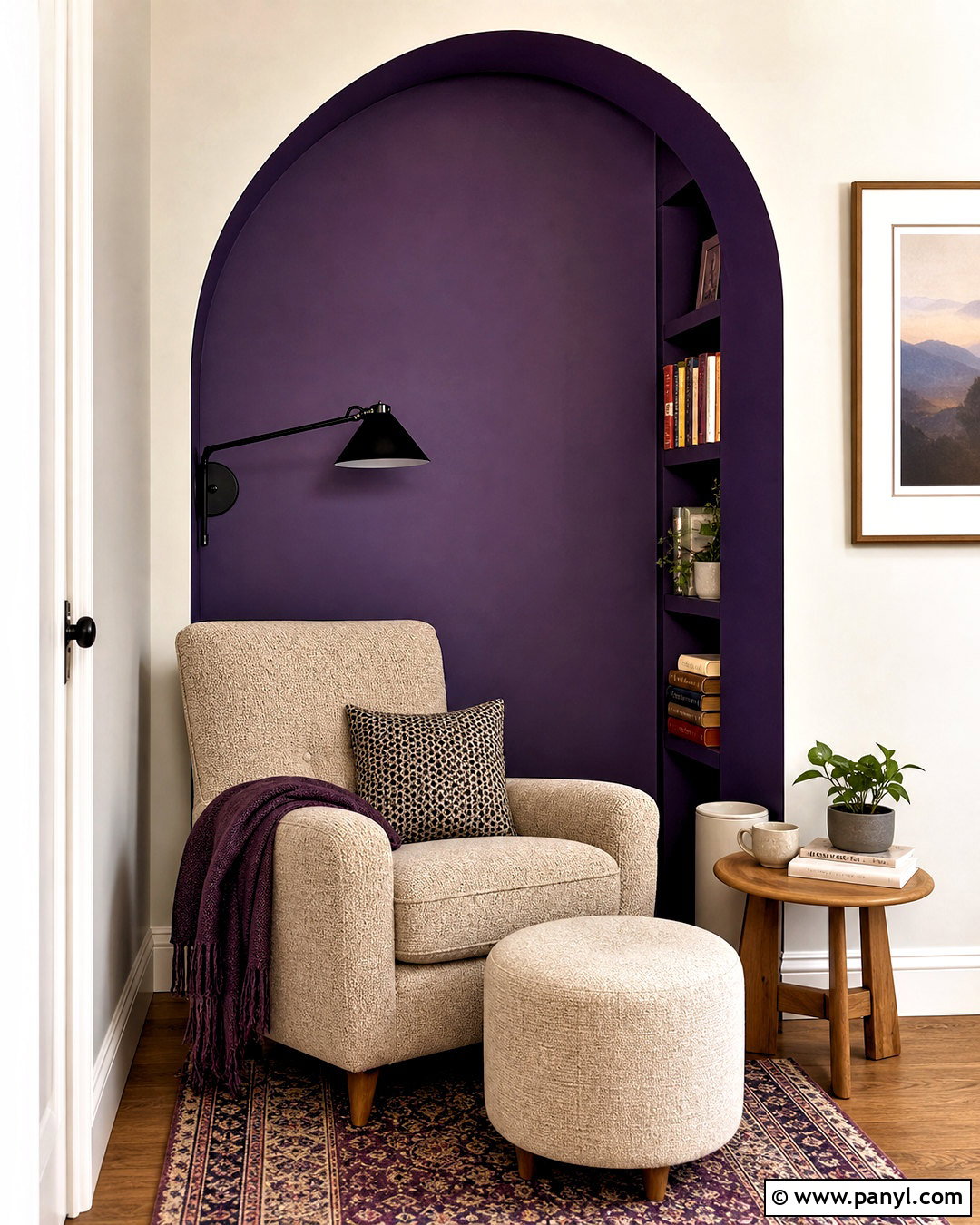Purple Wall Reading Nook - 20 purple wall design ideas