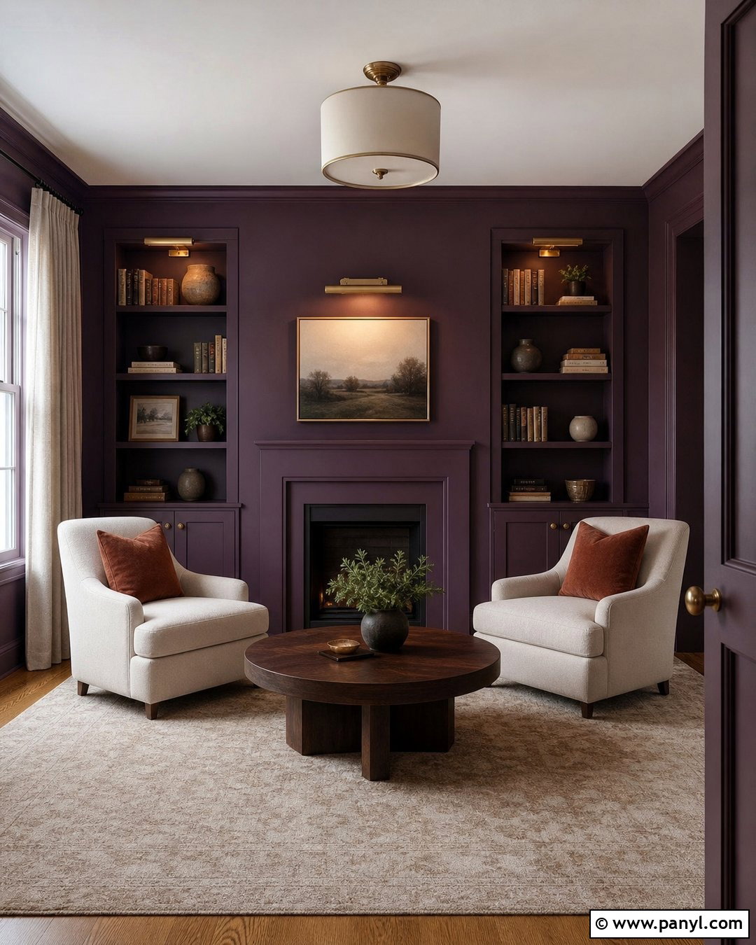 Purple Wall Reading Room - 35 Purple Wall Room Ideas