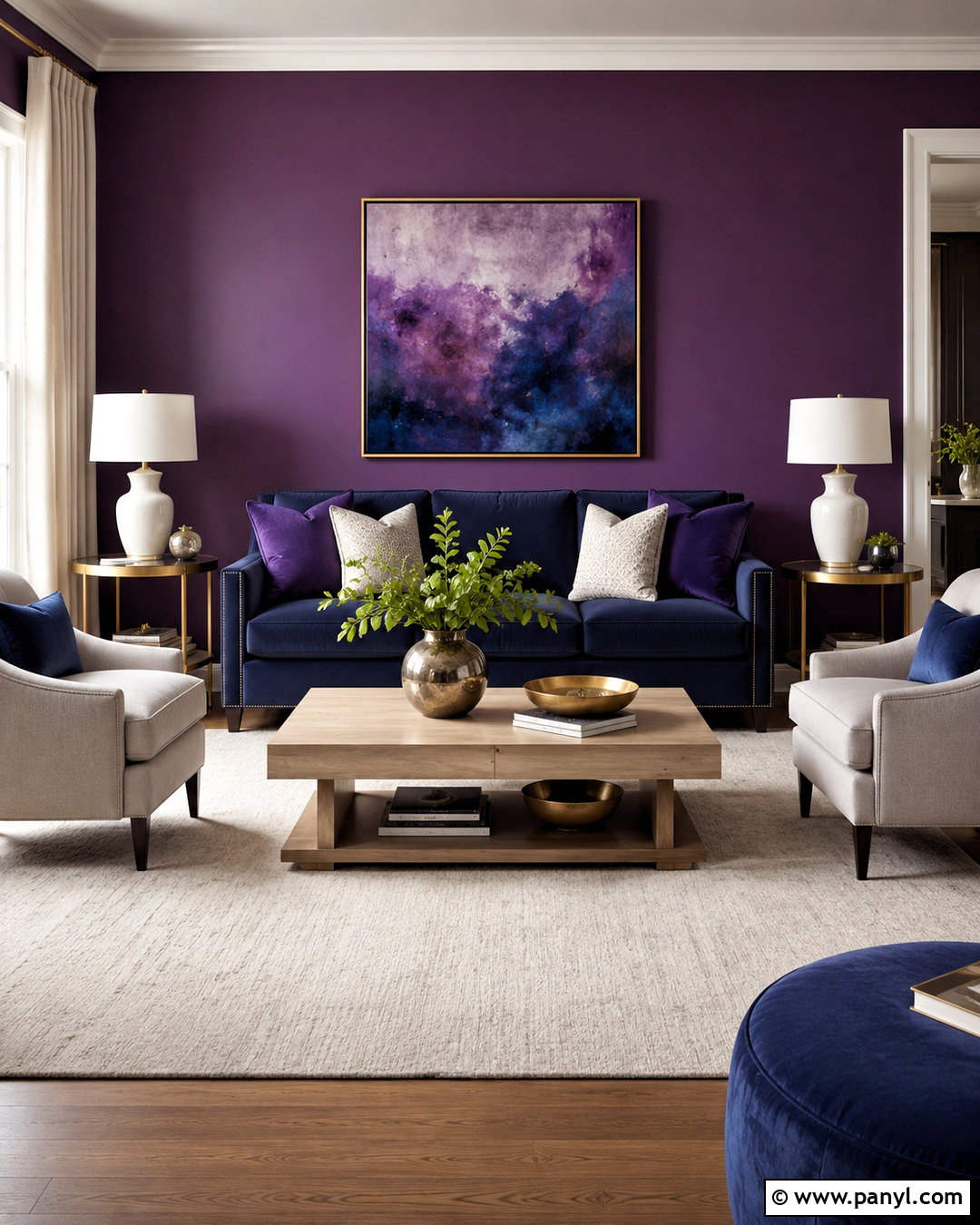 Purple Walls With Blue Furniture - 20 blue and purple living room ideas