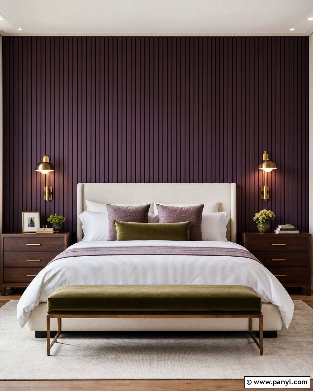 Purple Wood Slat Bedroom Accent Wall - 35 colorful accent wall ideas