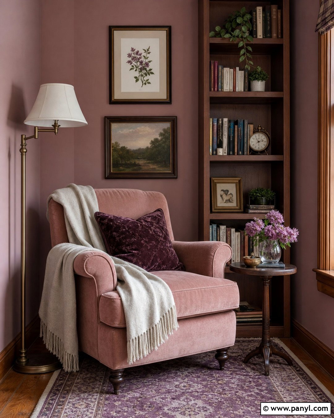 Purple and Blush Reading Nook - 20 Elegant Purple Wall Color Ideas