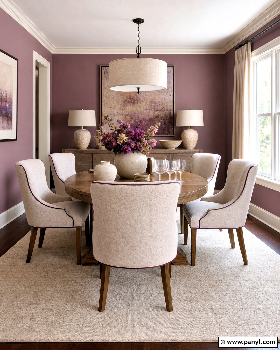 Purple and Cream Dining Room - 20 purple dining room ideas