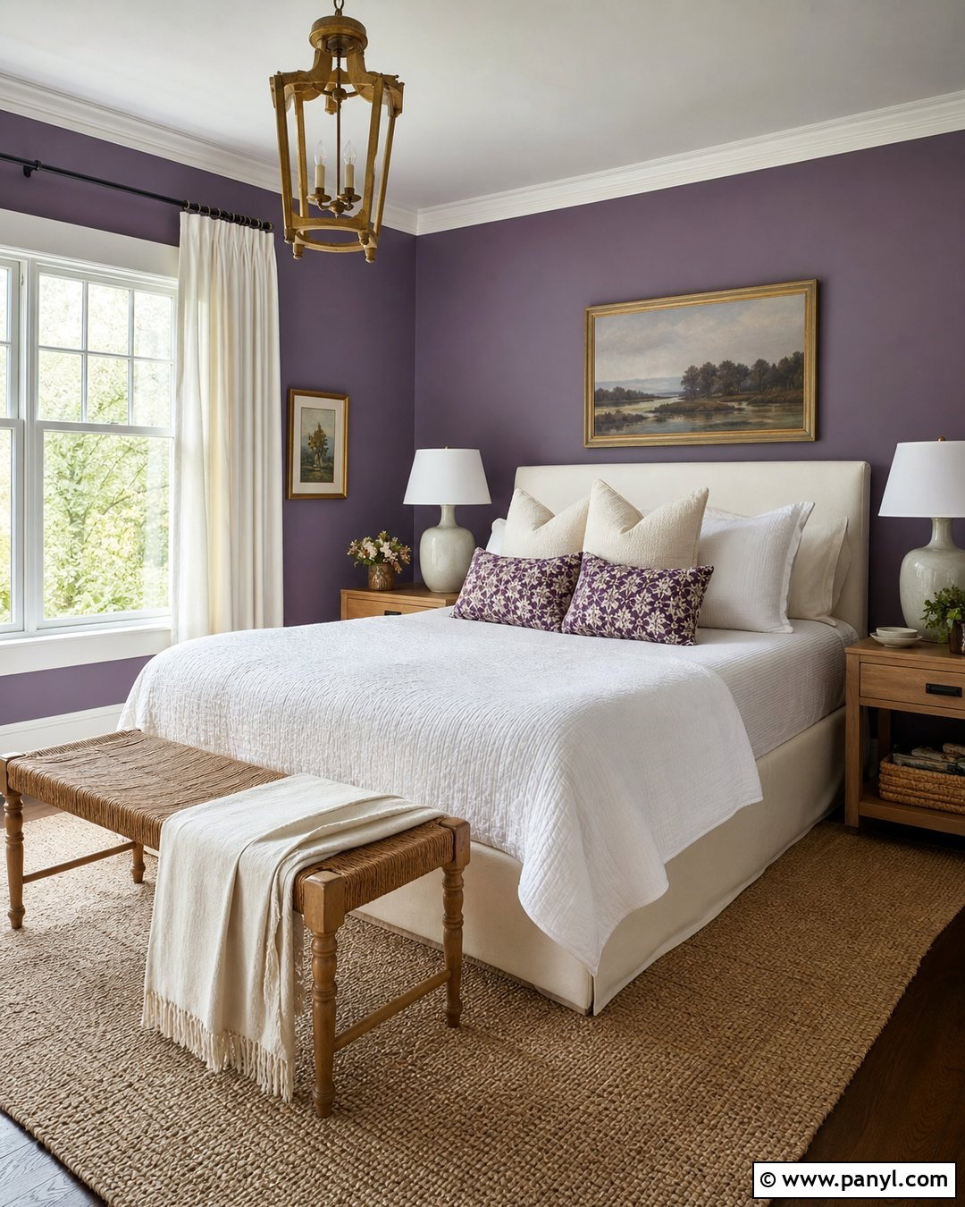 Purple and Cream Guest Bedroom - 20 Elegant Purple Wall Color Ideas