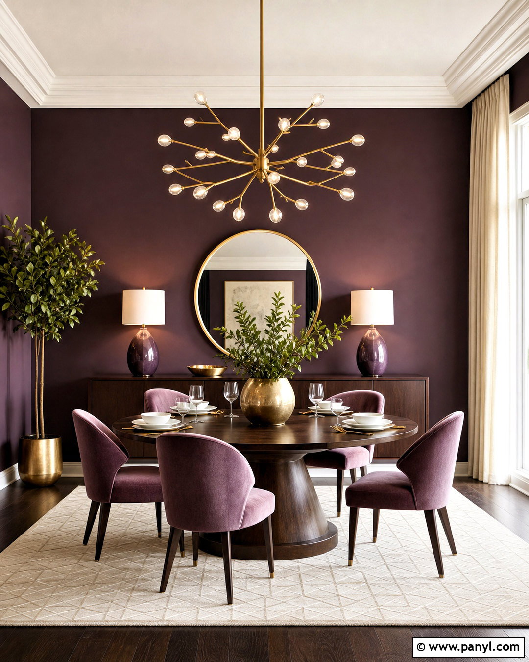 Purple and Gold Dining Room - 20 purple dining room ideas