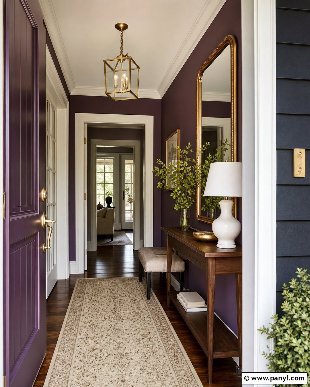 Purple and Gold Entryway - 20 Elegant Purple Wall Color Ideas