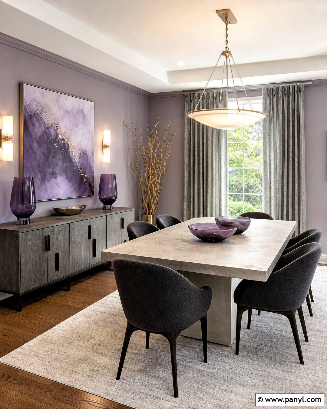 Purple and Gray Dining Room - 20 purple dining room ideas