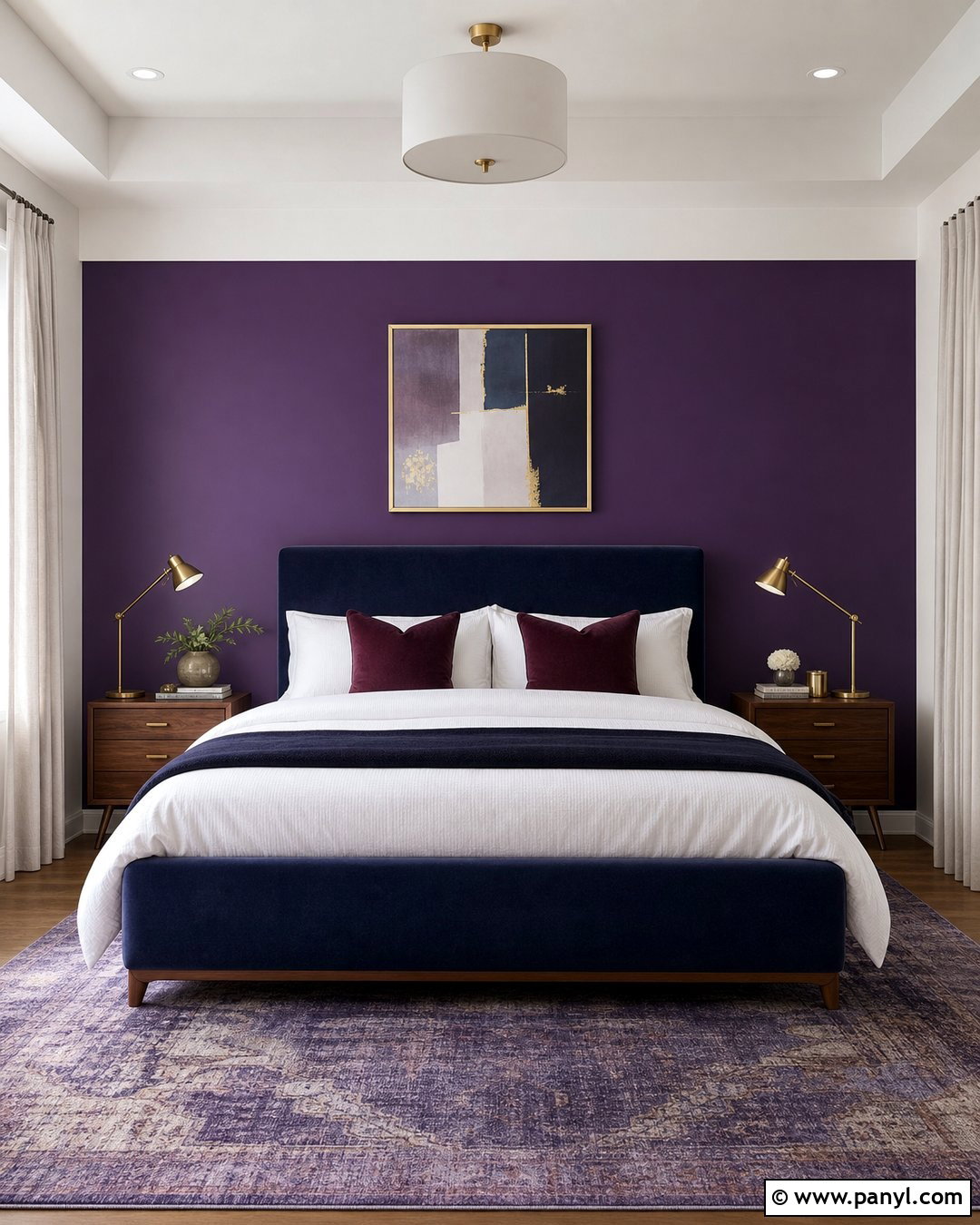 Purple and Navy Blue Bedroom - 20 Elegant Purple Wall Color Ideas