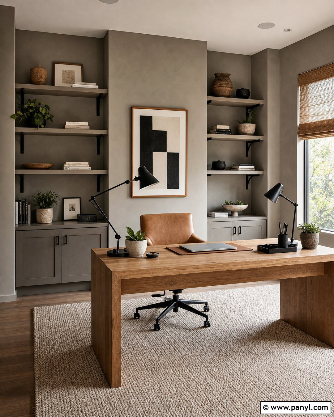 Putty Concrete Home Office - 20 Paint Color That Looks Like Concrete Ideas