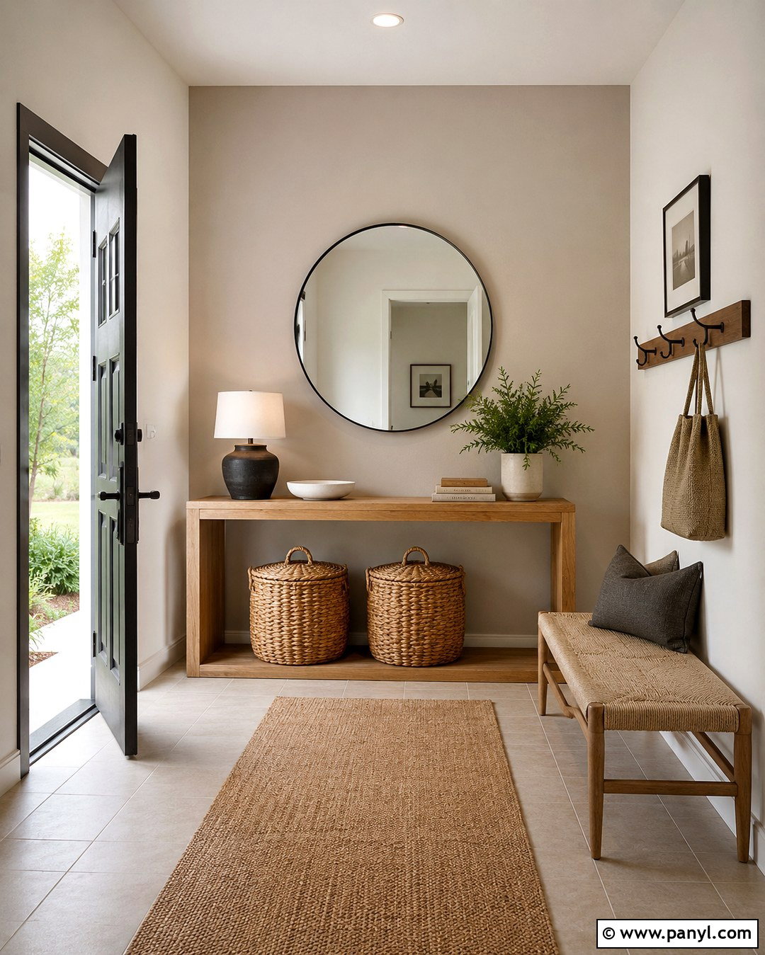Putty Entryway Accent Wall - 20 Neutral Color Accent Wall Ideas