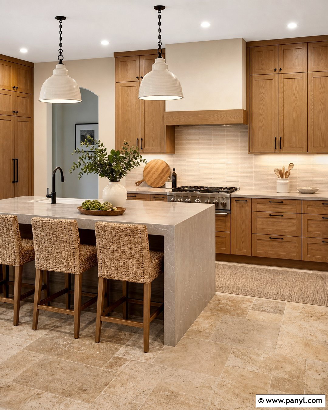 Putty Kitchen Walls With Natural Wood Cabinets - 25 Kitchen Wall Color With Natural Wood Cabinet Ideas