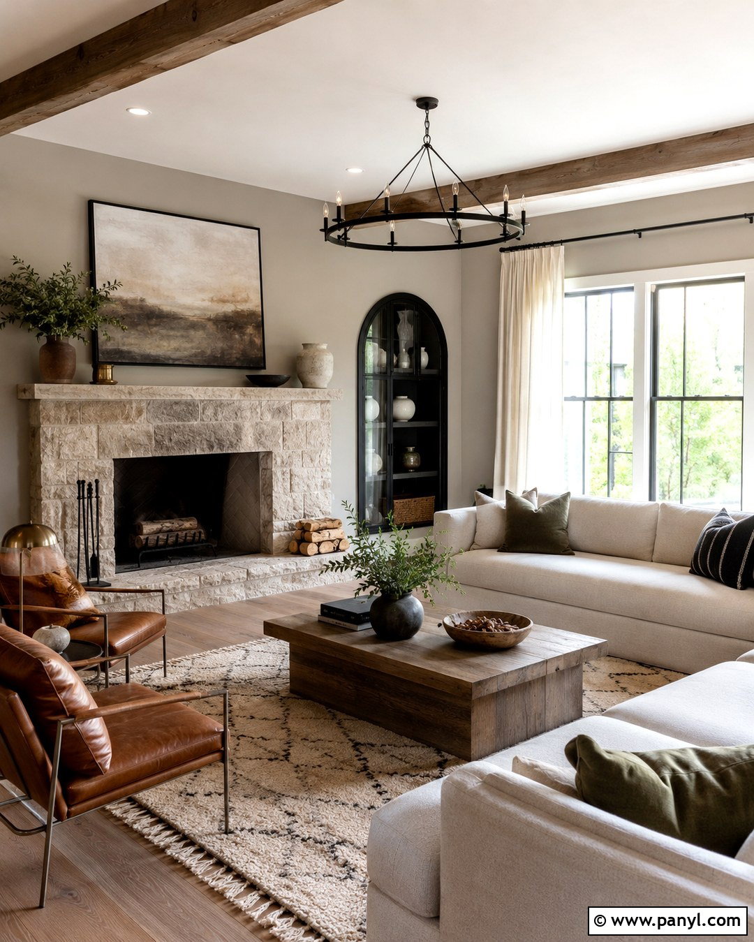 Putty Walls With A Stone Fireplace - 20 Putty Wall Color Ideas