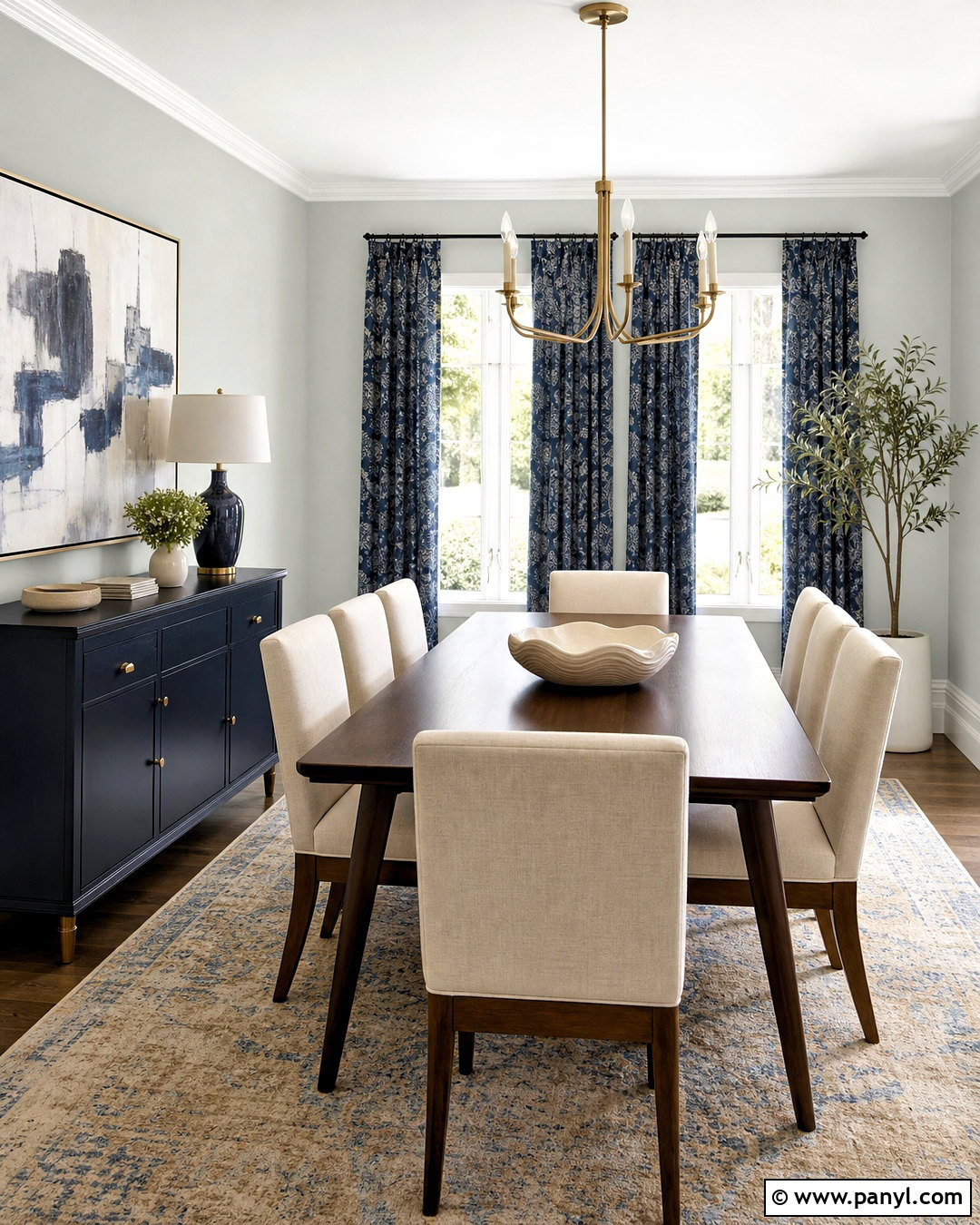 Quiet Moments Dining Room With Navy Accents - 20 quiet moments benjamin moore ideas