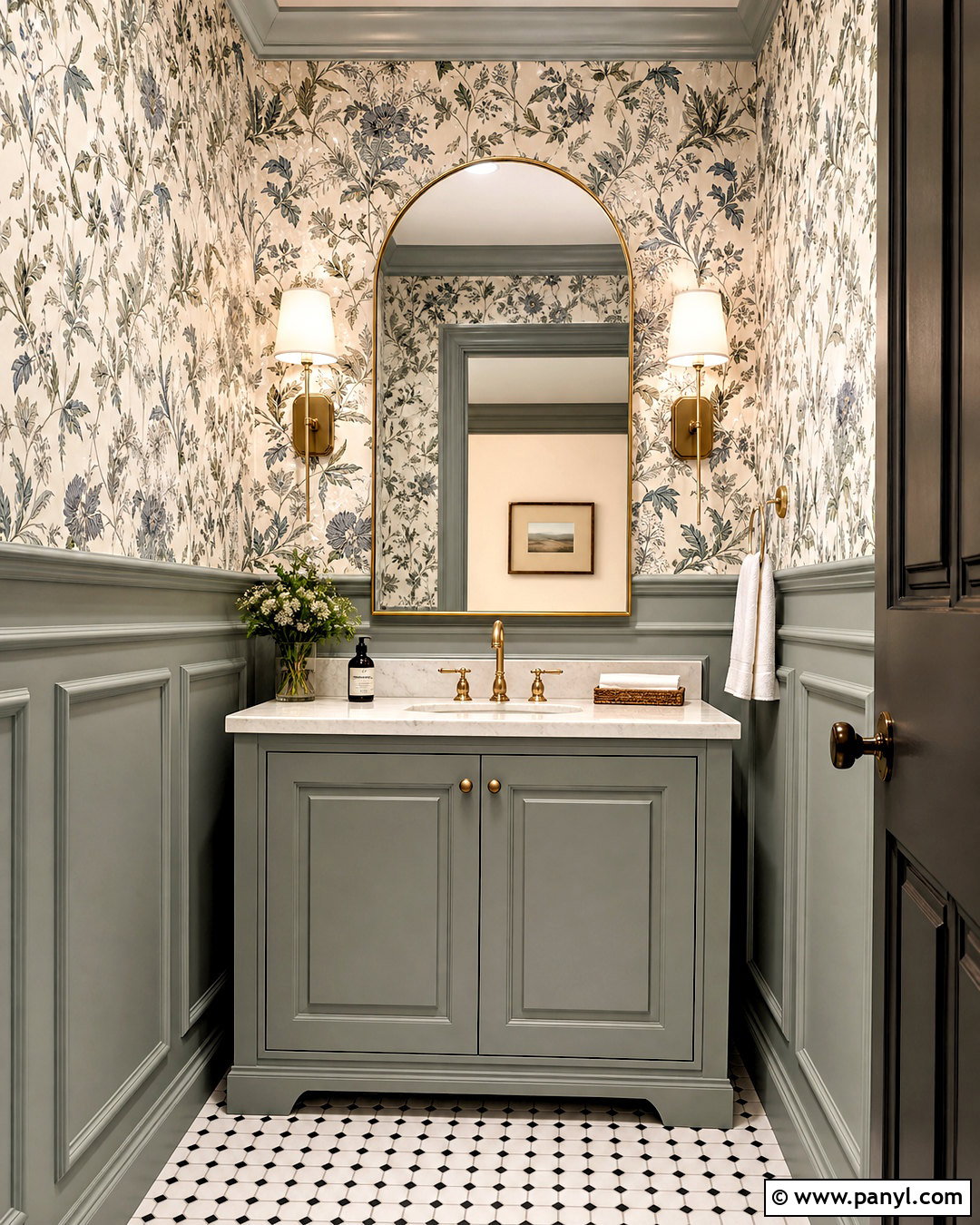 Quiet Moments Powder Room With Floral Wallpaper - 20 quiet moments benjamin moore ideas