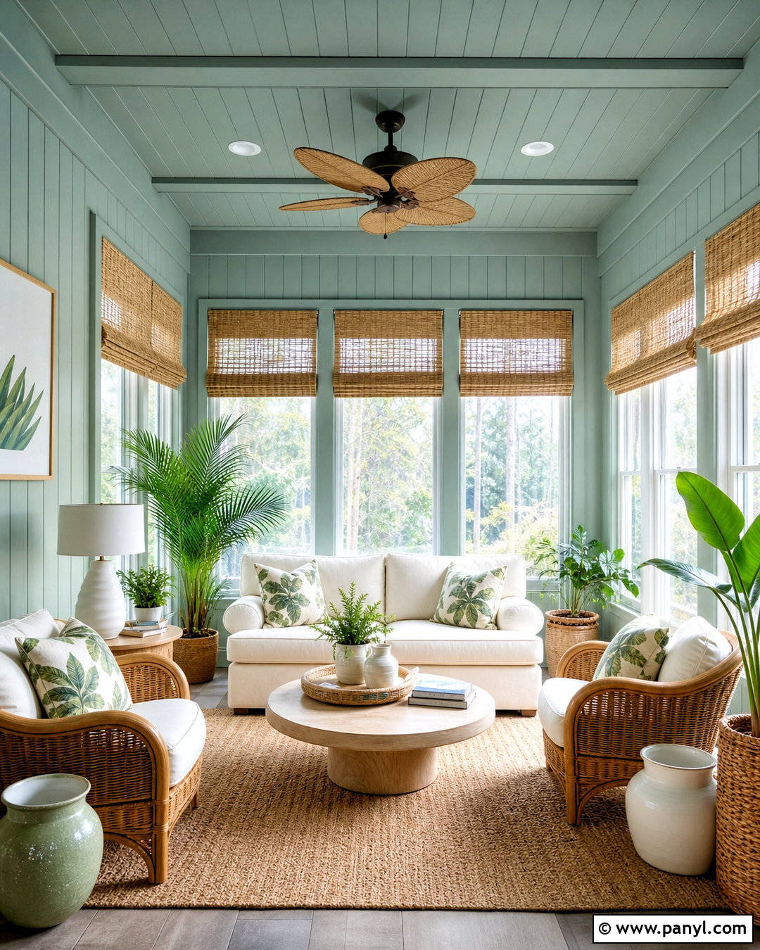 Quiet Moments Sunroom With Rattan Furniture - 20 quiet moments benjamin moore ideas