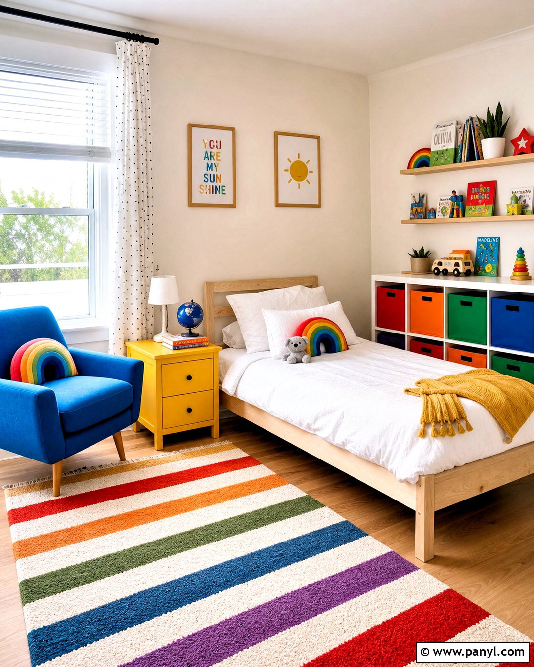 Rainbow Accents And White Kids Room - 20 kids room color schemes